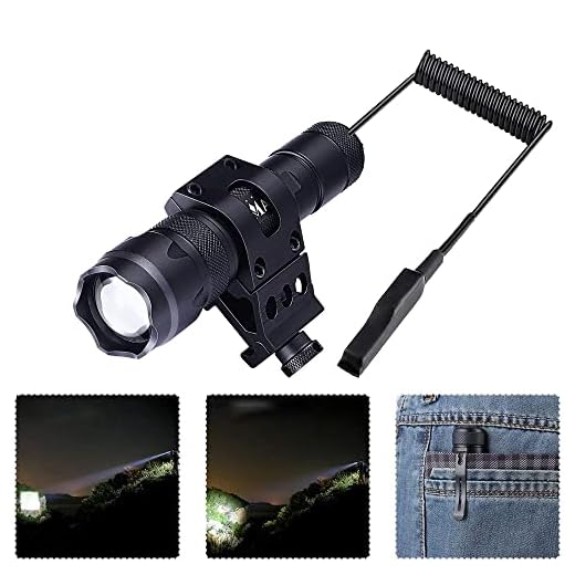 MA3TY Tactical Flashlight with Picatinny Rail Mount for AR15, Zoomable 1200Lumens Weapon Light with Pressure Switch, Clip, Rechargeable Battery