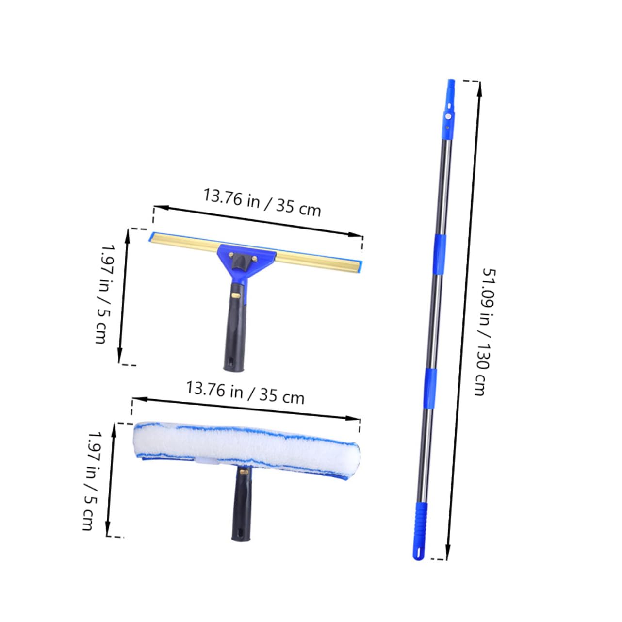 OATIPHO 1 Set Window Cleaning Squeegee with Extendable Handle Versatile Scrubber for Car Bathroom Kitchen and Shower Ergonomic Lightweight Durable Design