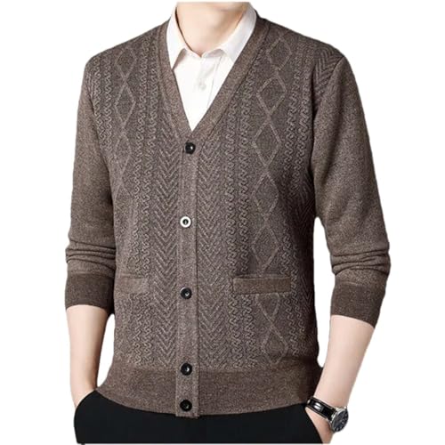 Men Button Down Knit Cardigan Sweater Casual Soft Warm Thick Long Sleeve Pockets Knitwear - Main Image