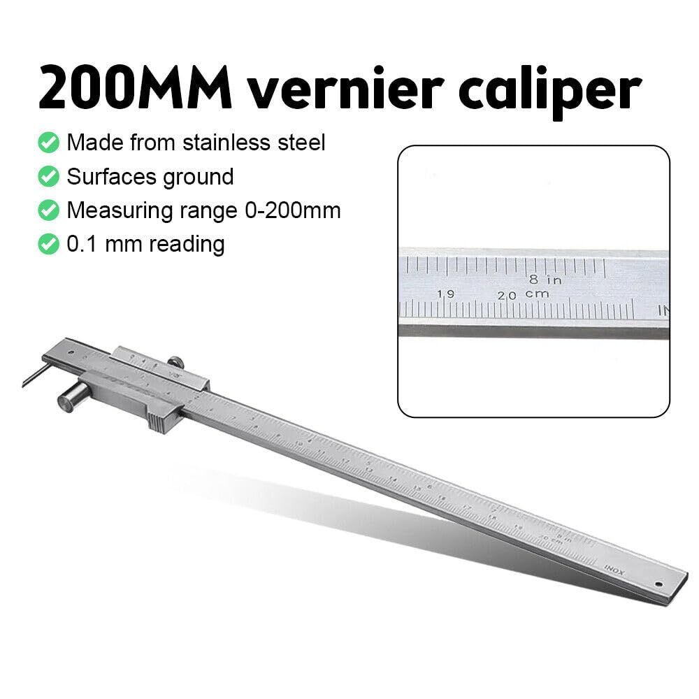 Metal Scribe Calipers, 0-8 inch Carbide Parallel Crossed Vernier Caliper, Marking Gauge with 2Carbide Needle Marking Tool for Metal,Wood and Most Materials Scribing