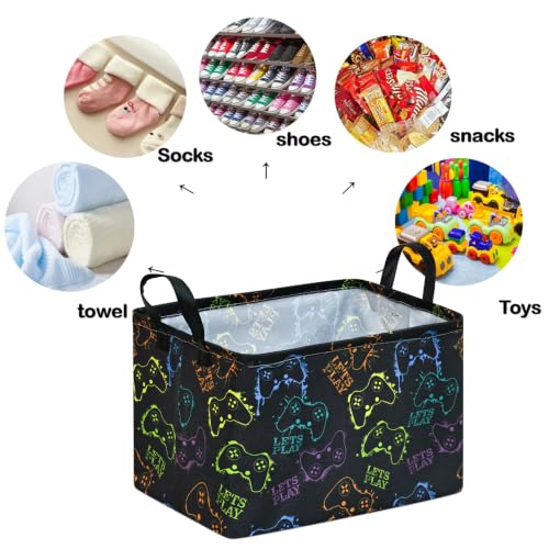 Image of Rectangular Game Basket Storage for Boys toy Box kids Room Decor | Waterproof collapsible storage box,Rectangular Game Storage Basket,Kids toy Laundry Hamper Storage Basket Room Decor(Game)