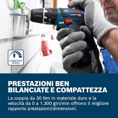 Bosch Professional Sistema 12V Trapano Avvitatore Con Percussione GSB 12V-15, Incl. Batteria 2x2.0 Ah + Caricabatterie, 2x Set Di Trapani, 1x Set Di Punte, In Borsa, Amazon Exclusive Set - 3