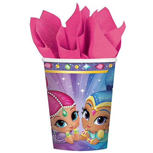 Gobelets en papier Shimmer & Shine de 266ml pour décoration d'anniversaire enfant x8