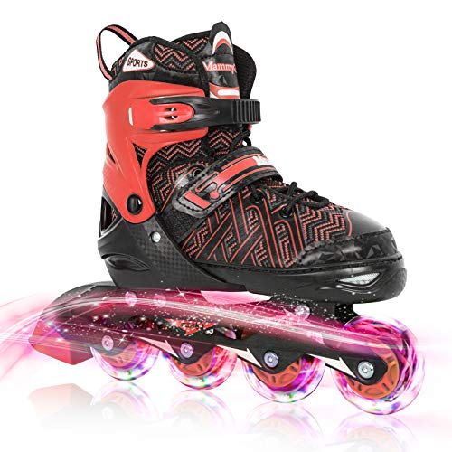 Nattork Adjustable Inline Skates for Kids with Full Light up Wheels,Fun Illuminating Roller Skates for Boys and Girls,Youth and Beginners