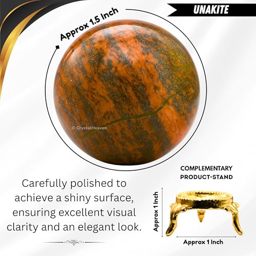 Image of Certified Unakite Crystal Ball for Meditation - Premium Crystal Vastu Items for Home and Feng Shui Items for Good Luck - Ideal for Pooja Supplies and Spiritual Practices (1.5 inch Inch)
