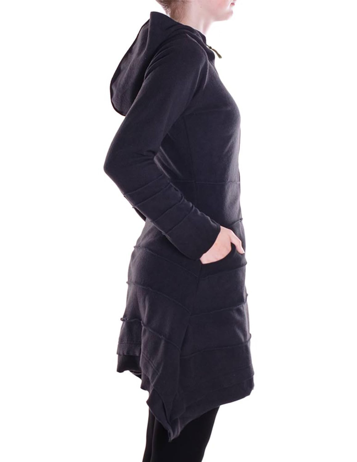 Vishes - Alternative Bekleidung - Damen Kapuzenjacke lang Elfen Zipfel-Jacke Fleece Übergangsjacke