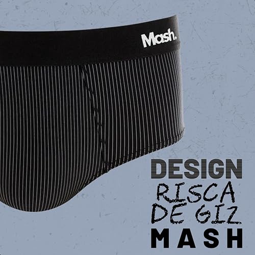MASH Cueca Boxer Microfibra Risca de Giz Masculino Adulto, Preto, G