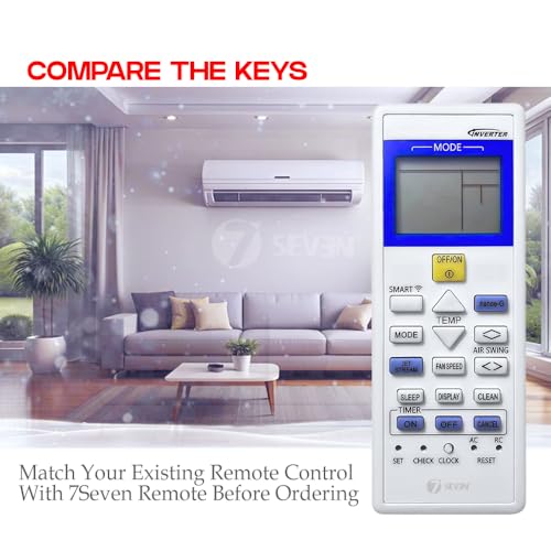 Image of 7SEVEN Compatible with Panasonic AC Remote Control Model 157C Suitable for 1 1.5 2 Ton Split and Window Air Conditioner - Match Each Key by Key Exactly with Existing AC Remote Function