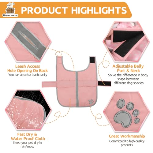 Image of Queenmore Winter Coat, Fleece Puffer Down Vest, Cold Weather Pet Jacket, Waterproof Reflective Reversible Sweater Clothes for Small, Medium and Large Dogs (Light Pink, XL)