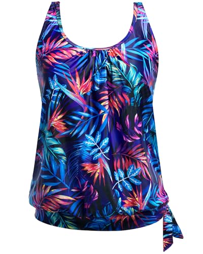 Image of Yonique Womens Blouson Tankini Top Only Loose Fit Swim Top No Bottom Modest Swimsuit