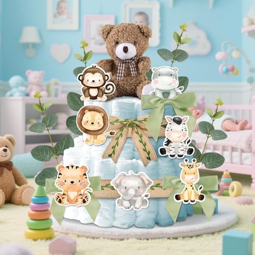 Baby Shower Bear Diaper Cake Decorating Kit Safari Diaper Cake Gender Neutral Baby Gift - Thumbnail 2