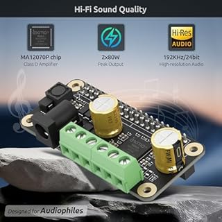 InnoMaker Amplificatore audio 2 x 80 W, classe D HiFi AMP Pro Mini Hat 192 KHz/24 bit MA12070P per Raspberry Pi 5/4/Zero 2 W, supporta Volumio, MoOde, Raspbian, LibreELEC