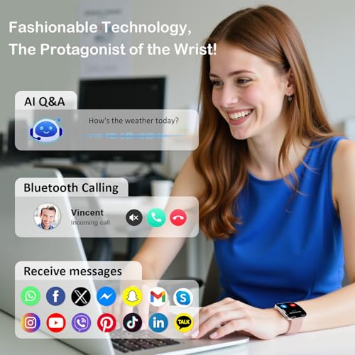 Smart Watch for Men Women, Answer/Make Calls,1.85"HD AMOLED Curved Display Fitness Watch with Blood Pressure Sleep Heart Rate Monitor, AI Dial, AI Q&A,120+ Sports True IP68 Waterproof Smartwatch,Peach3