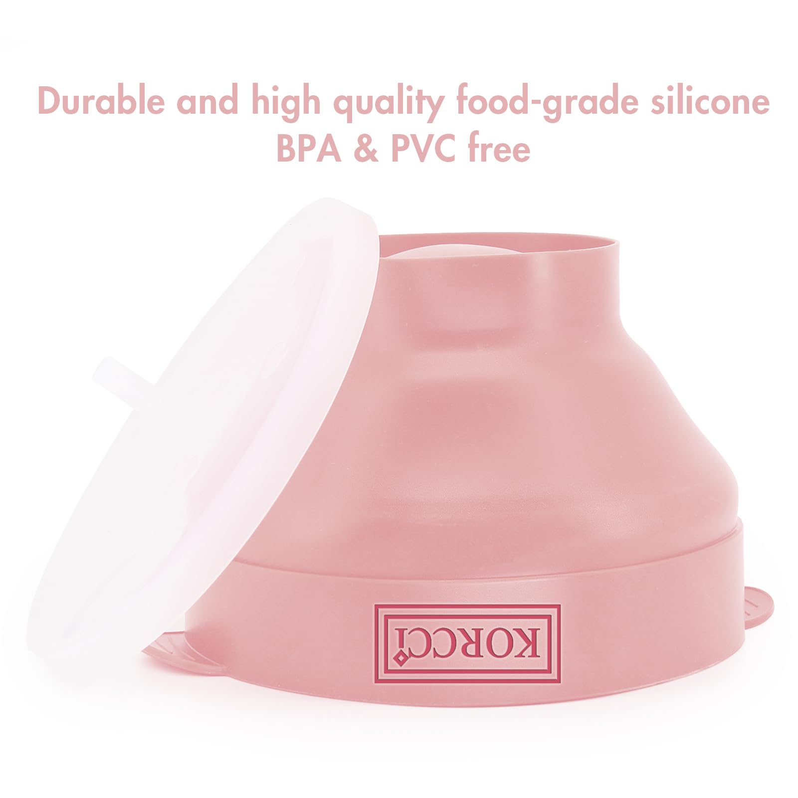 The Original Korcci - Palomitas de maíz de silicona para microondas, sin BPA, cuenco plegable para hacer palomitas de maíz para microondas, apto para lavavajillas (rosa)