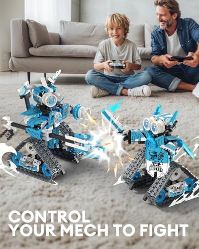 Image of Opmind 5 in 1 STEM RC Robot Building Kit, 408PCS APP & Remote Control Blocks DIY Engineering Robotics, Erector Science Set for Kids Age 6 7 8 9 10 11 12+, Educational Learn Toys Gift for Boys & Girls