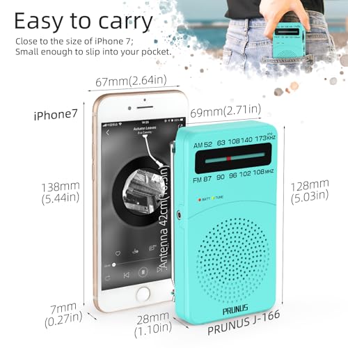 Image of PRUNUS J-166 Portable Radio AM FM, Battery Operated Radio