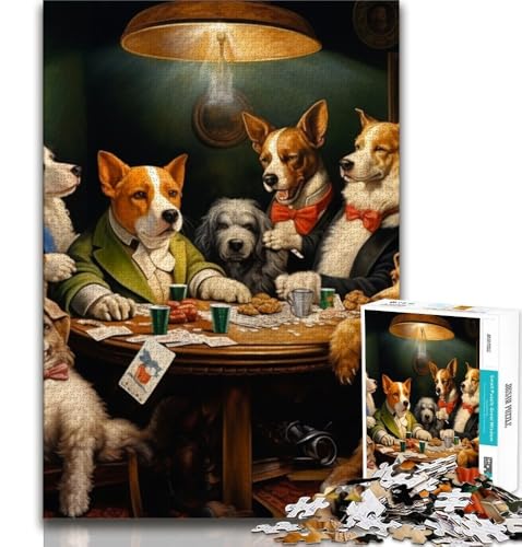 Hunde Spielen Poker, 1000-teiliges Puzzle für Erwachsene und Jugendliche, hilft dem Gehirn beim Training, süchtig machendes Spielzeug zur Förderung der Geduld, geeignet für Paare, 38x26cm