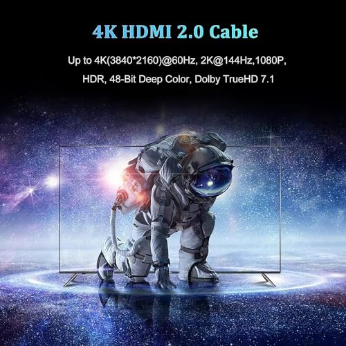Image of 4K HDMI Cable 3FT 2-Pack, High Speed HDMI to HDMI Cable 3 Feet HDMI 2.0 Cord Supports 4K@60Hz, 2K, 1080P, HDCP 2.2, HDR, 3D, ARC & Ethernet for HDTV, Laptop, Monitor, PS5, Xbox
