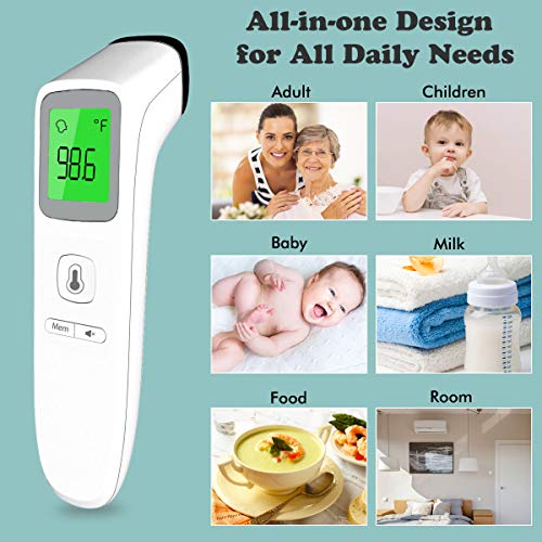 Medical Forehead Thermometer for Fever, Digital Infrared Non-Contact Thermometer with Instant Accurate Reading, Fever Alarm and Memory Function, for Baby, Kids and Adults