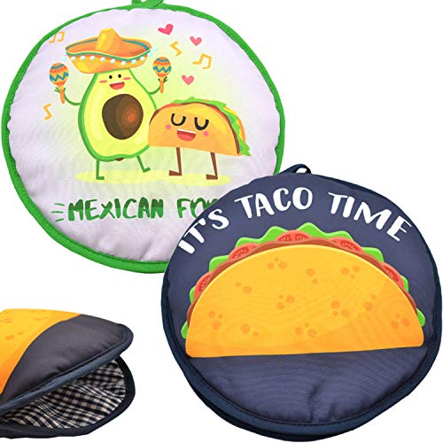 Microwaveable X-Large Tortilla Warmer Pouch 2 Pack - 2 Fun Designs 