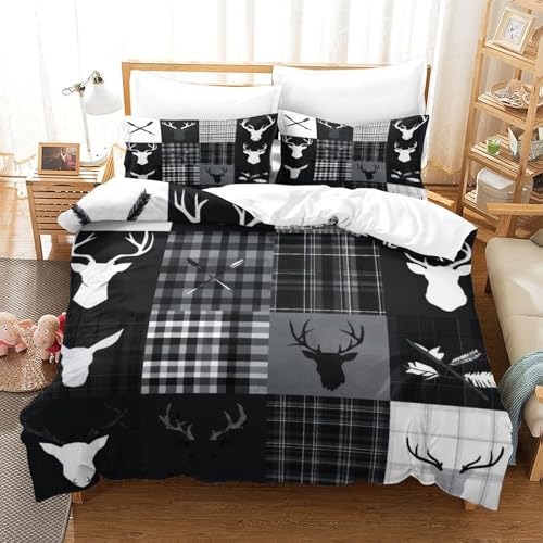 Parure de lit cerf 260x220cm en microfibre premium haute densité 3D - 3