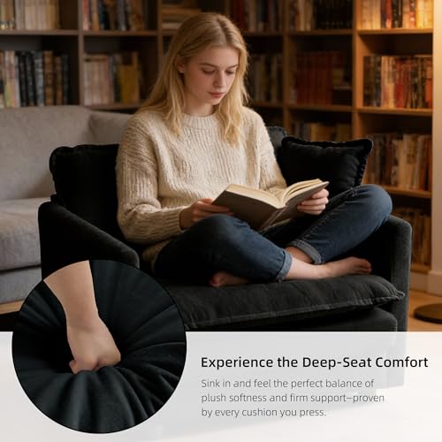 Sillón Chenille Negro Plegable miniatura 3