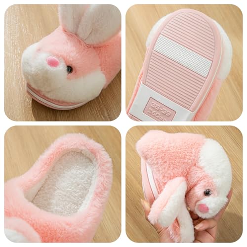YILANLAN Women's Cute Bunny Animals Slippers Interesting Comfortable Furry Slippers Soft Plush Winter season Keep warm Home Slippers4