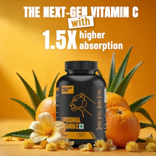 Image of BeastLife Liposomal Vitamin C | Higher bioavailability | Neutralizes free radicals | Promotes firm skin Health | Improve cognitive function Immunity Support- Fast Absorption & Bioavailability | 30 Capsules