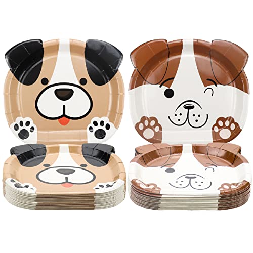 Assiettes jetables en forme de chien lot de 80 pieces pour decoration anniversaire et baby shower