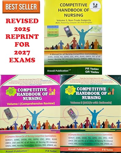 Image of PR YADAV - Competitive Handbook of Nursing - Vol 1 +2 + 3 - Combo Set of 3 Books - 5th PREMIER REVISED EDITION [ORIGINAL BOOKS WITH HOLOGRAM-TOP GRADE ... PRINT] - 2025 Revised Reprint for 2027 Exams