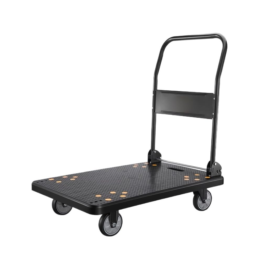 Xxad553ty Black Easy Ultra-Quiet Push Flatbed Trolley Folding Transporter(Black)