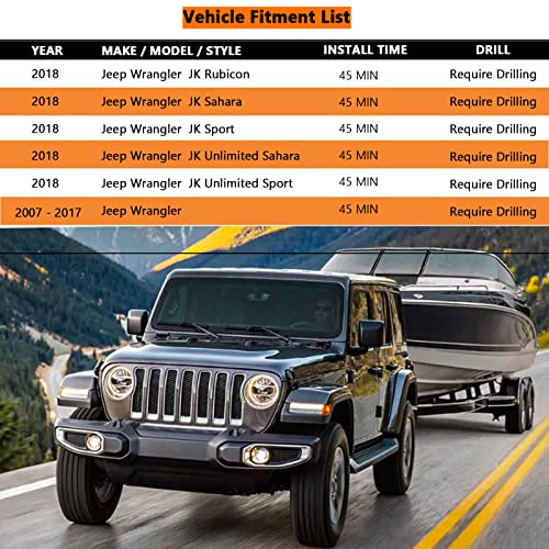 Carrofix Plug-In Simple Jeep Wiring Harness With 4 Way Pin Flat Trailer Connector Fits For 2007-2018 Jeep Wrangler #TOP2