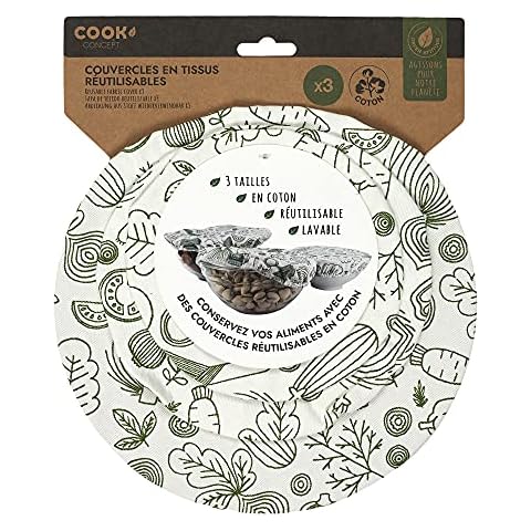 COOK CONCEPT - KB6041 - Tapa de tela reutilizable x3 Cover