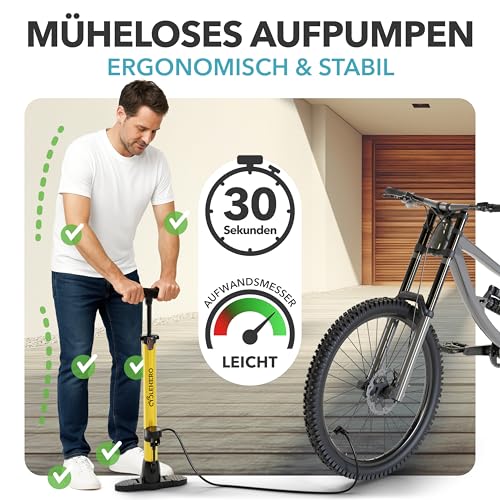 Standluftpumpe Cyclehero für alle Ventile Fahrradpumpe mit Manometer
