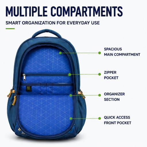 Image of Flash Backpack for Boys & Girls | 3-Compartment School, College & Travel Backpack with Organizer Pocket, Extra Sleeve, Rain Cover, Side Bottle Holder & Breathable Mesh Back