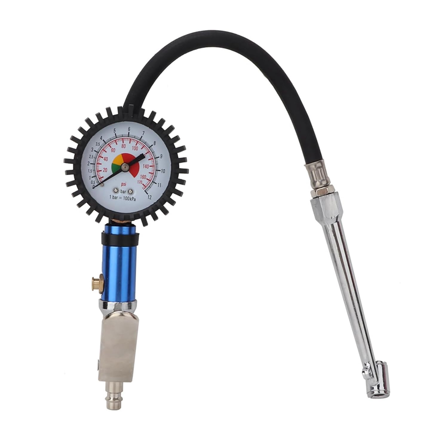 12 Bar Tire Pressure Gun Self Clamping Tire Inflator Tyre Pressure with Air Pressure and Quick Air Connector