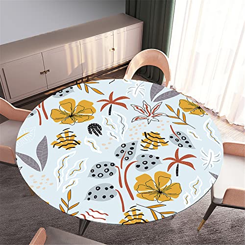 FANSU Runde Tischdecke Elastisch Abwaschbar für Draußen 3D Pflanze Graffiti Rund Tischdecken Wasserdicht Tischdecken Lotuseffekt Tischtuch für Outdoor Garten – Bild 3