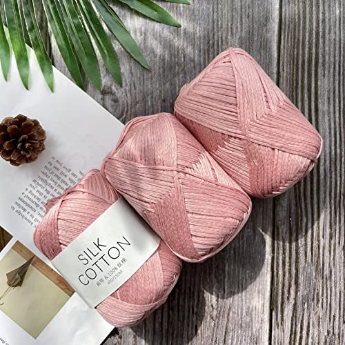 Shike Noodle 100% Mercerized Cotton Flat Tape Yarn,Spring Summer Ribbon Yarn For Hand Knitting&Crocheting (6 Skeins, 805-Pink) #TOP1