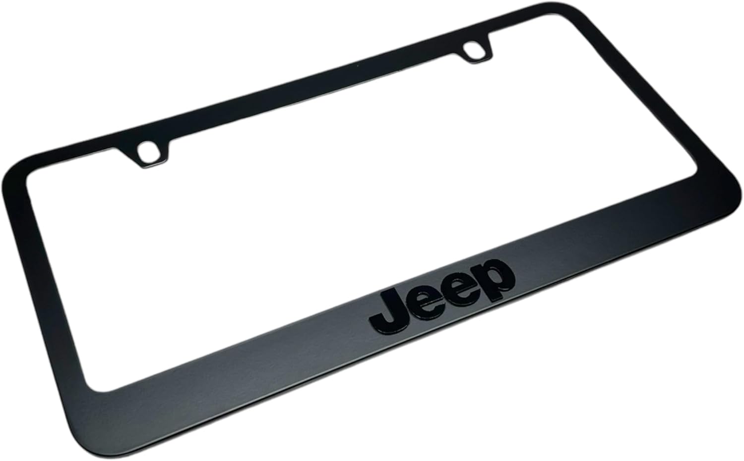 Jeep Stealth Blackout License Plate Frame - Black with Black Script Logo
