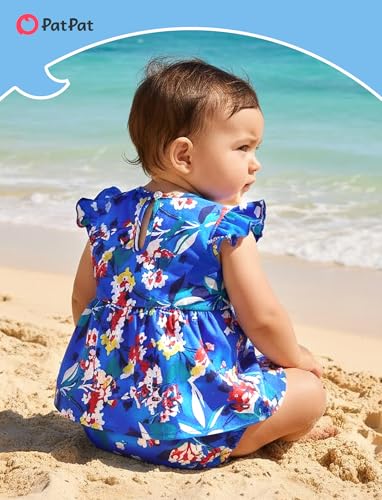 Image of PATPAT Family Matching Outfits Mommy and Me Dresses Floral Dress & T-Shirts | Mommy and Me Easter Dresses, Puff Sleeve Floral Sundress, Cotton Blend T-shirts, Couples Party Wedding Vacation Outfits