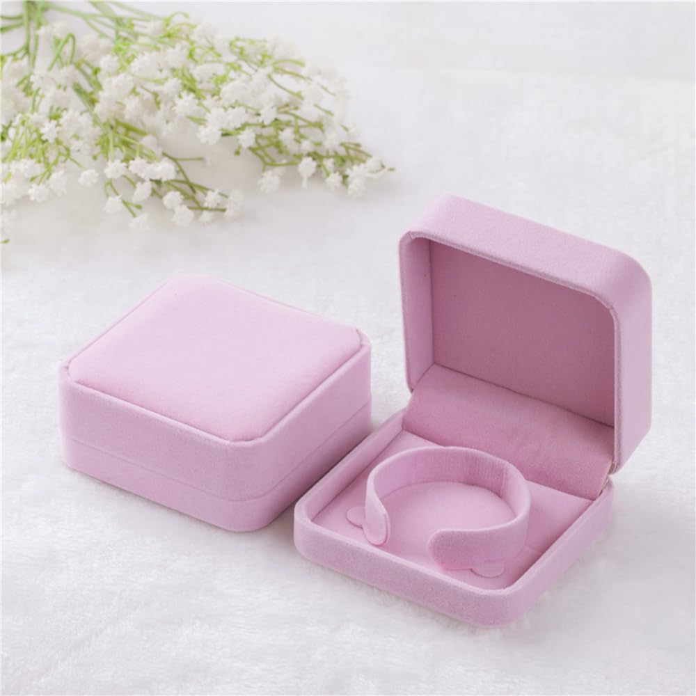 QTMY 5 Pack Pink Velvet Bangle/Bracelet Gift Box Jewelry Storage Box Accessories Case