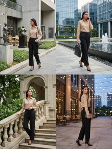Image of Leriya Fashion Formal Pants for Women Office Wear |Trousers for Women - Straight Pants for Woman Formal Pant for Woman, Stretch Lycra Workwear Trousers