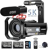 ORDRO 5K Video Camera Camcorder UHD 56MP Vlogging Camera for YouTube, 18X Digital Zoom & IR Night Vision, 3' 270° Flip Touch Screen, WiFi/WDR/Wide Angle, Include 32GB Card, 2 Batteries, Microphone