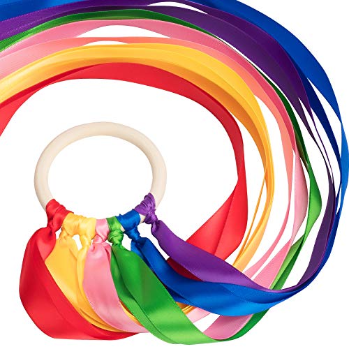 ANCIRS 2 Pack Rainbow Hand Kites, Dancing Ribbon Streamer Wand for Children Play in Party, Holiday Celebration,etc - Thumbnail 4
