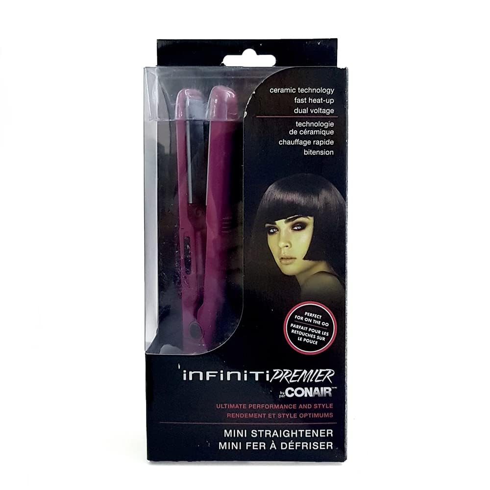 Conair INFINITI PREMIER Mini Ceramic Hair Straightener, Purple