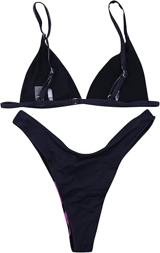 Miniatura 7 de AIBEARTY Traje de baño de dos piezas con estampado de letras de calavera para mujer conjunto de bikini triangular de corte alto para fiesta festival