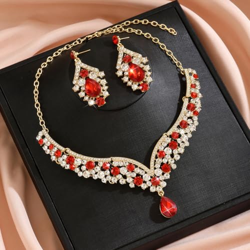 Image of Shning Diva Fashion Stylish Crystal Jewelllery Set for Women | Statement Necklace with Matching Teardrop Earrings | Luxury Elegant Wedding Party Choker Jewelry