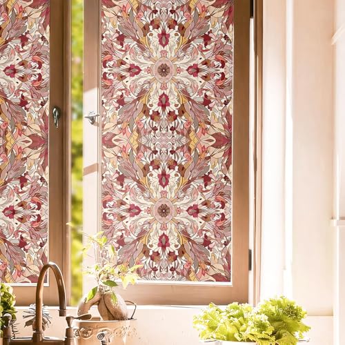 Vinilo decorativo para ventana 15.7x118 in Pink Brown Floral miniatura 1