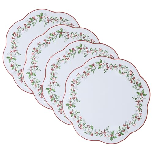 Benson Mills Cork Placemats Set of 4 (Holly Wreath, 13.75" Round)