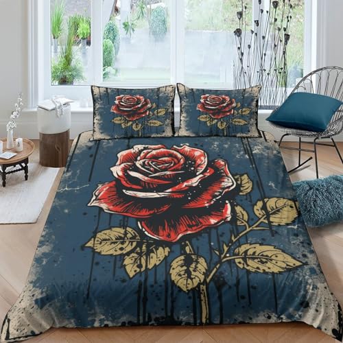 Housse de couette microfibre avec fermeture éclair roses anciennes 3D